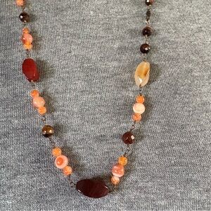 Elegant Orange and Brown Beaded Necklace